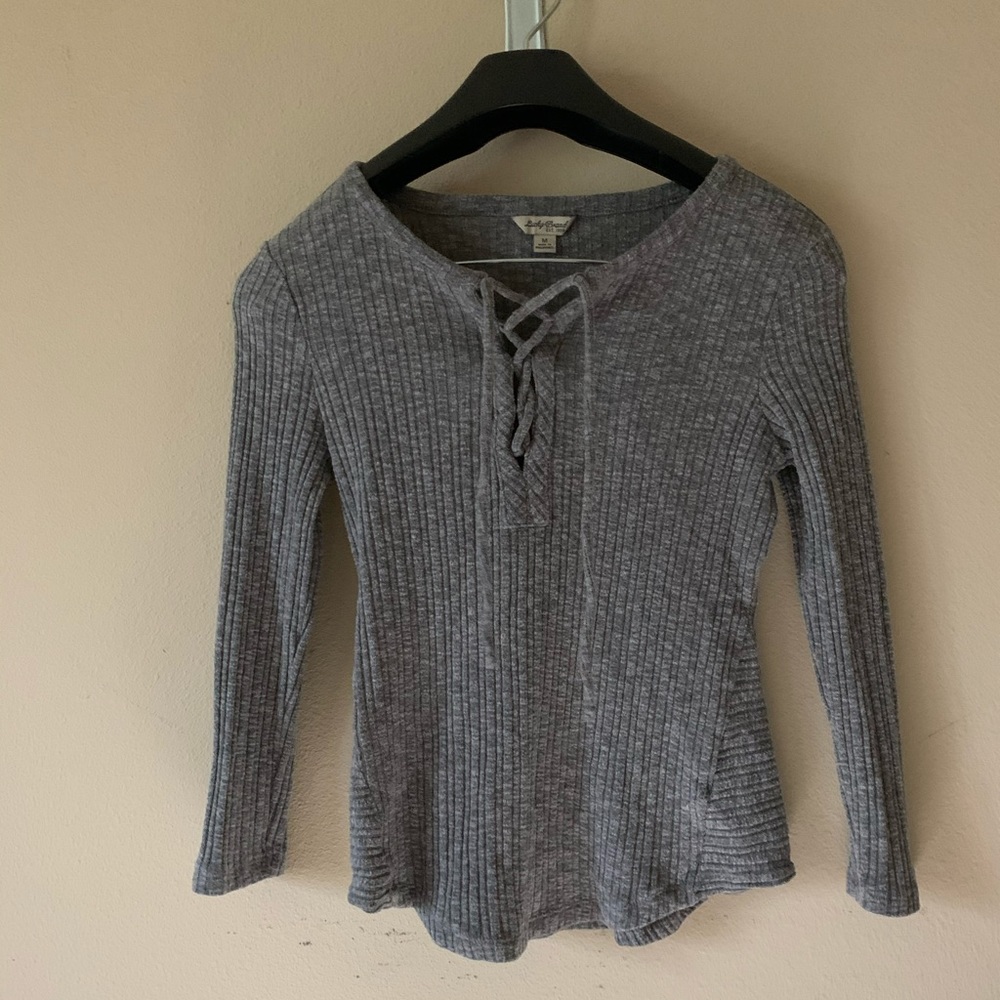 Lace up ribbed sweater